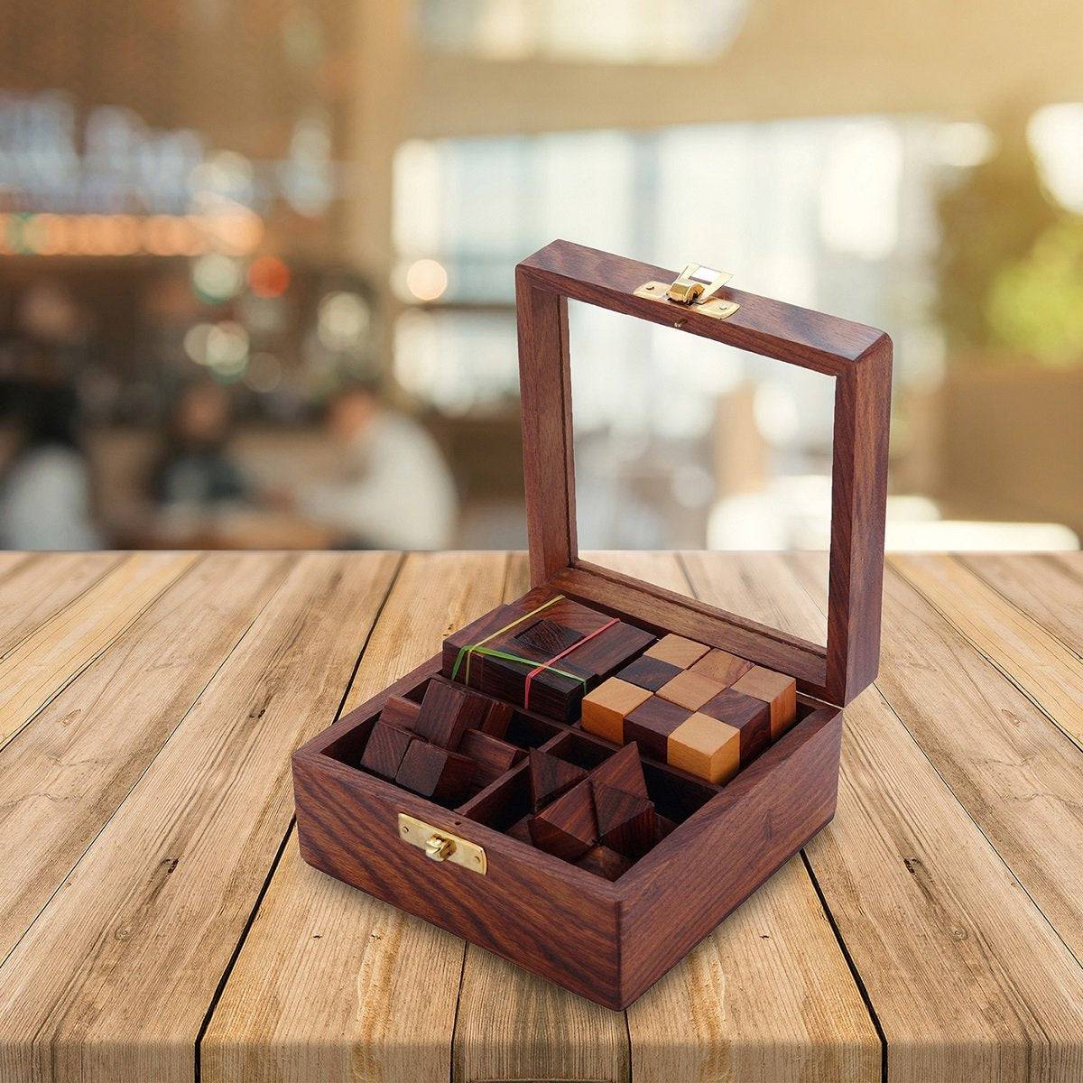 4 - in - One Wooden Puzzle Games Set | 3D Brain Teaser Game – Learning & Educational Toys on Brown Living™. SKU: BLSC1003440. Img 6.