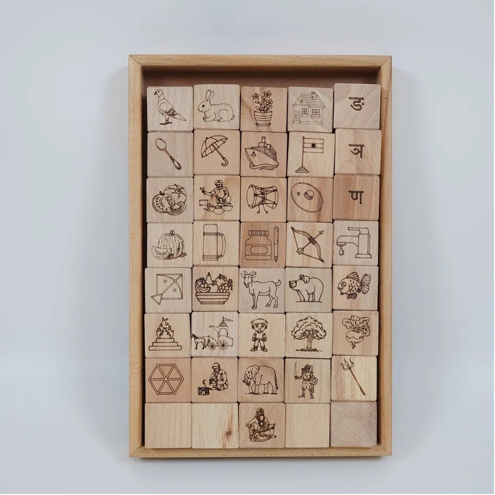 5 - in - 1 Educational Blocks Set for Kids – Hindi Learning Toy – Learning & Educational Toys on Brown Living™. SKU: Hin - alp. Img 6.