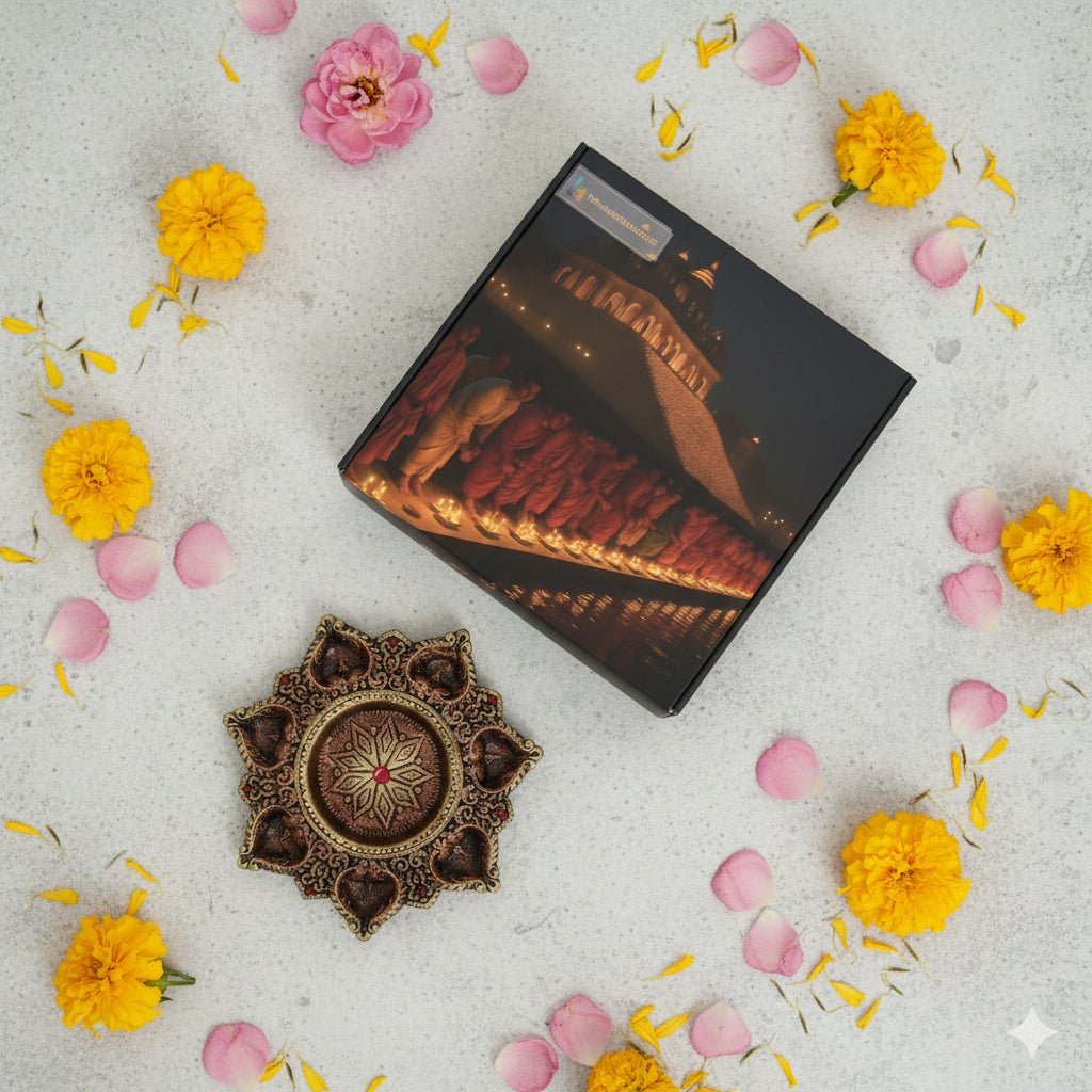 7 - Diya Platter Cum Urli – Traditional Diwali Centerpiece – Home Decor on Brown Living™. SKU: D6. Img 11.