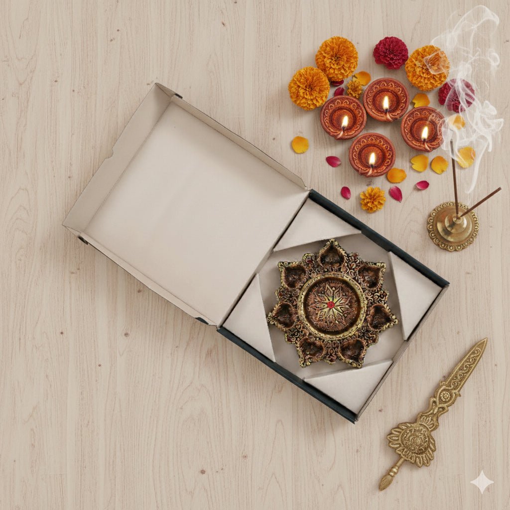 7 - Diya Platter Cum Urli – Traditional Diwali Centerpiece – Home Decor on Brown Living™. SKU: D6. Img 10.