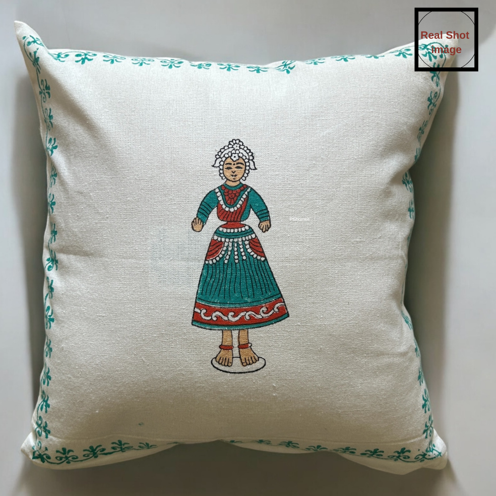 Cotton Cushion Cover - Traditional Doll Print - Set of 4