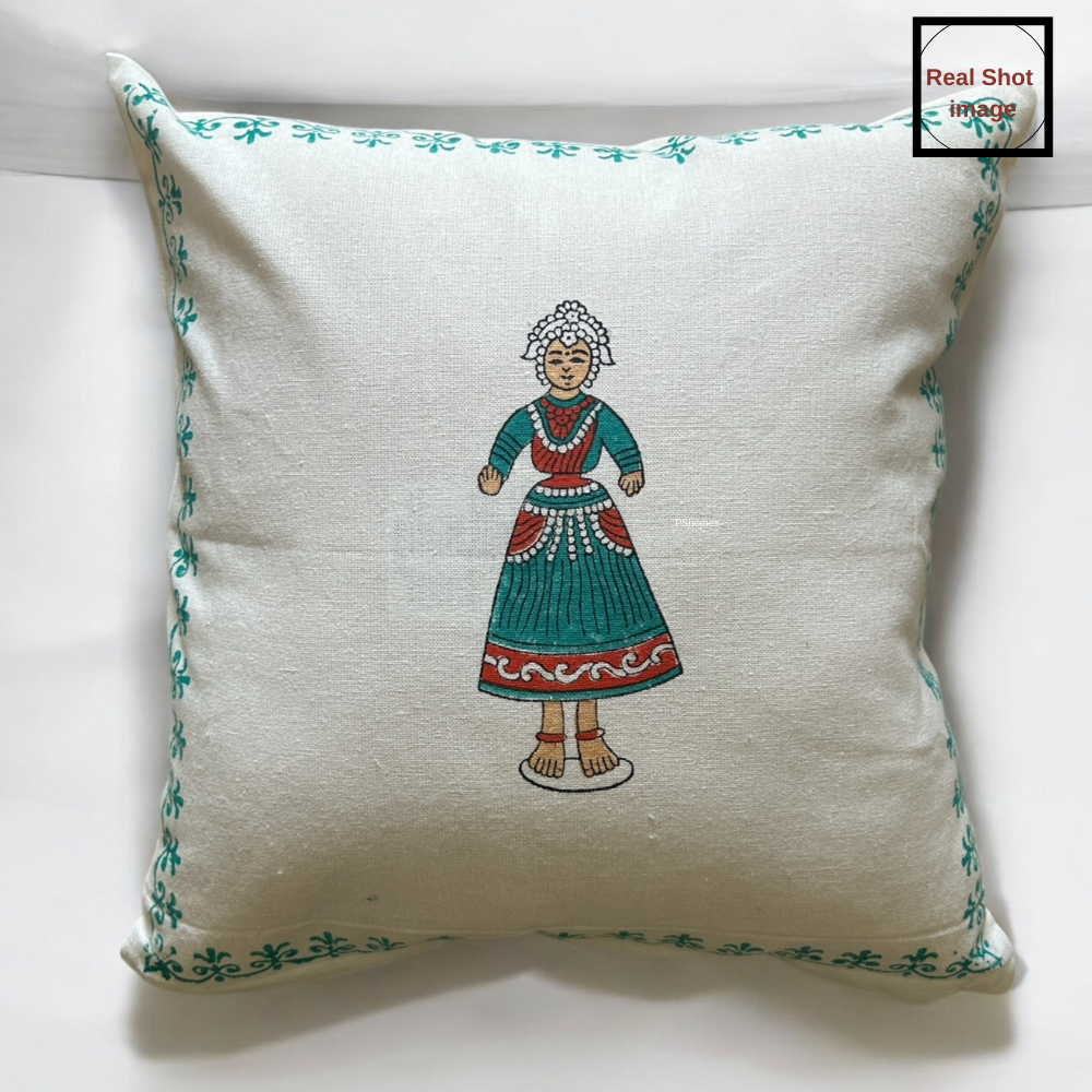 Cotton Cushion Cover - Traditional Doll Print - Set of 4