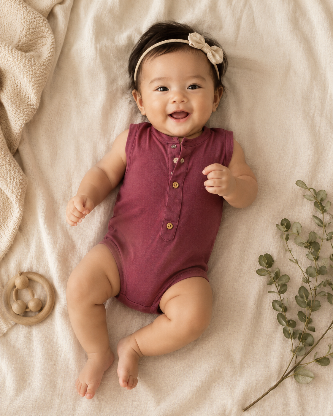 Front Open Herb Dyed Baby Suit For Easy Wear & Comfort