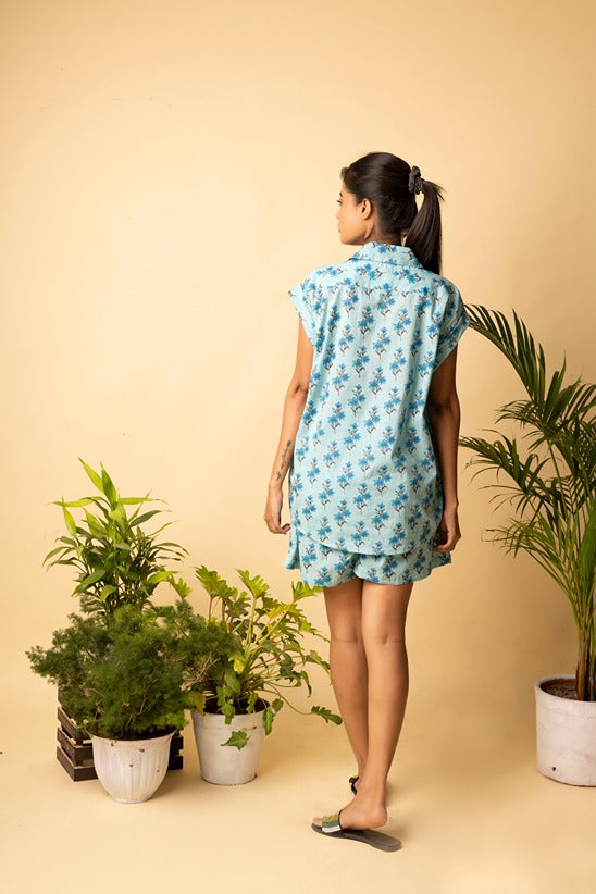 Floral Loungewear Set | Soft Cotton Lounge Wear Shorts & Top