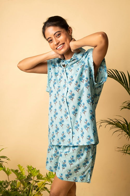 Floral Loungewear Set | Soft Cotton Lounge Wear Shorts & Top