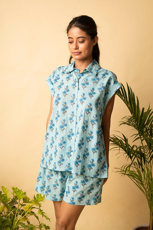 Floral Loungewear Set | Soft Cotton Lounge Wear Shorts & Top