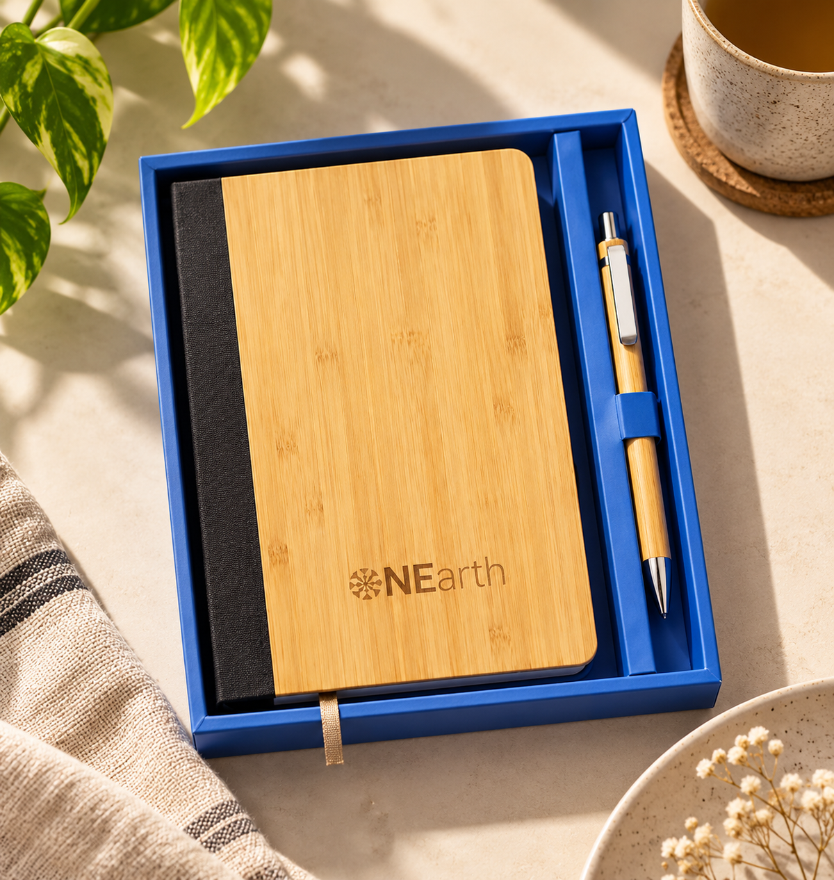 Bamboo Pen And Journal Gift Box Eco Friendly Stationery Set
