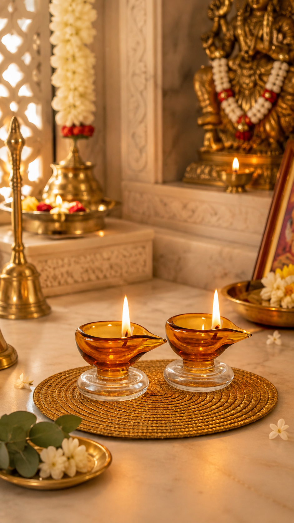 Ambar Jyot – Art Glass Puja Diya Traditional Deep