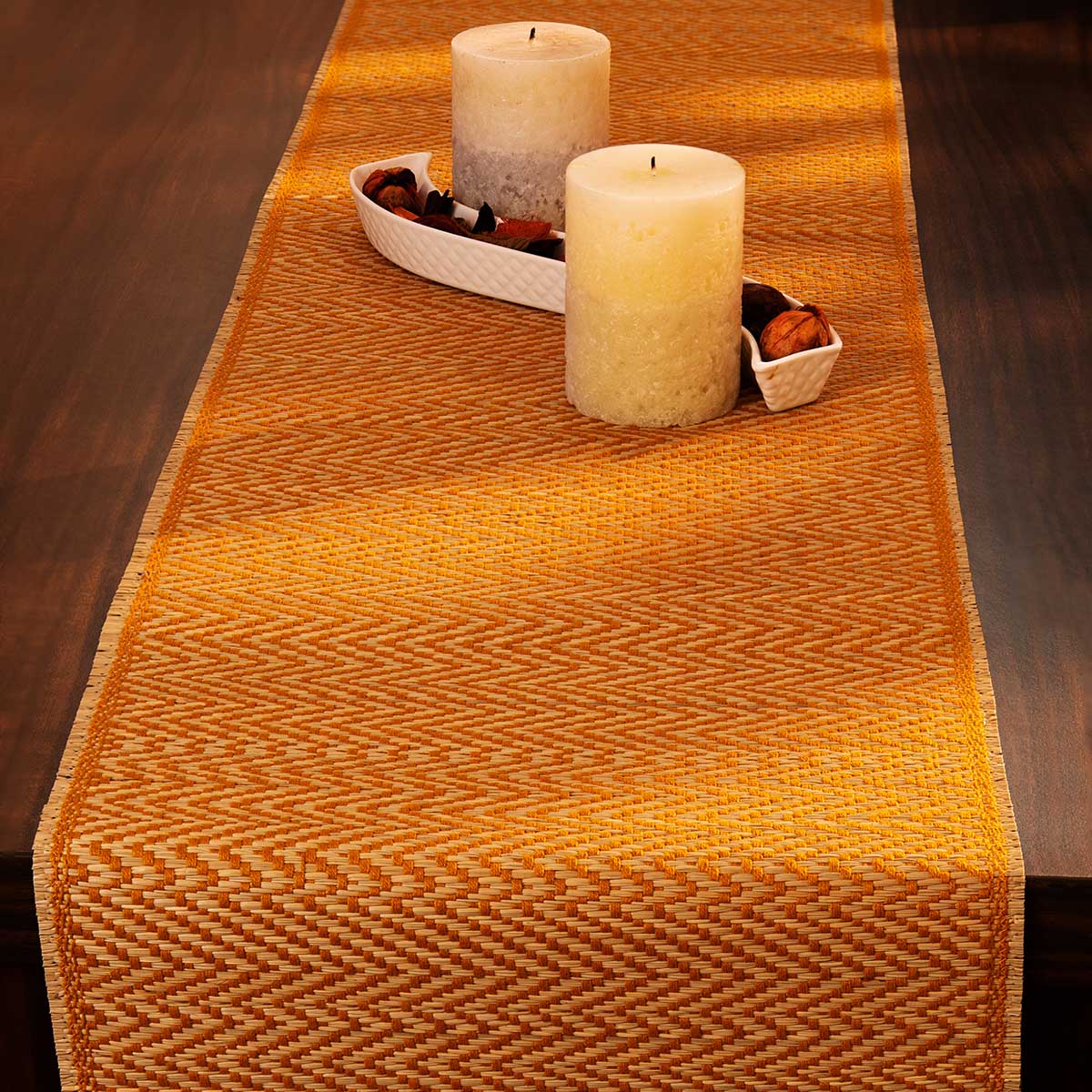 Madurkathi Tassels Chevron Table Runner