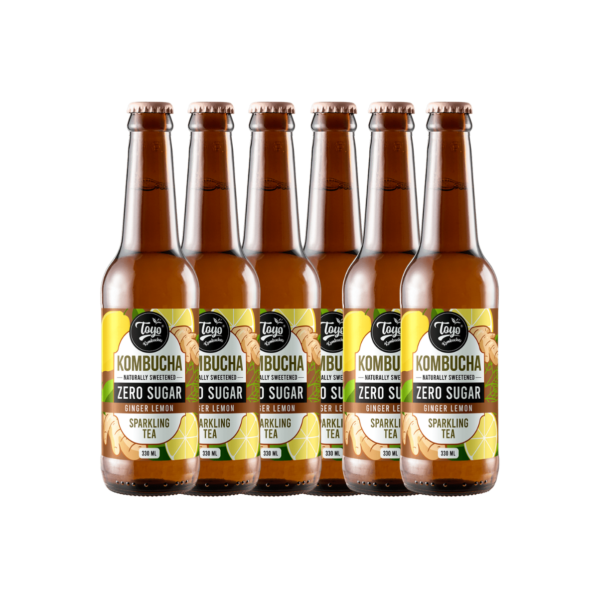 Zero Sugar Ginger Lemon Kombucha- 330ml ( Pack of 6)
