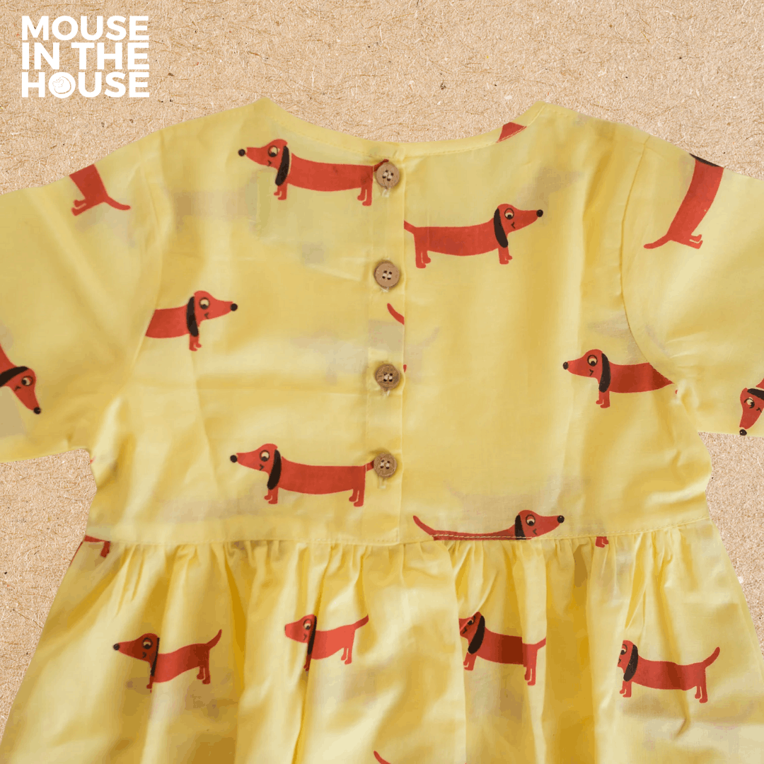 A Dog's Life - Girls Comfort Wear – Kids Frocks & Dresses on Brown Living™. SKU: MITHSF-033-Y-1. Img 5.