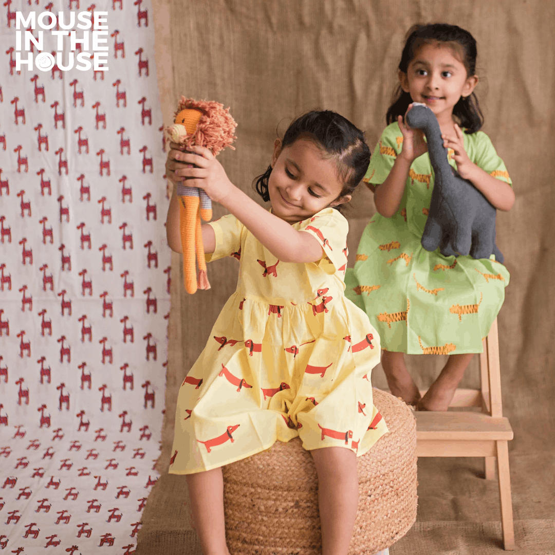 A Dog's Life - Girls Comfort Wear – Kids Frocks & Dresses on Brown Living™. SKU: MITHSF-033-Y-1. Img 2.