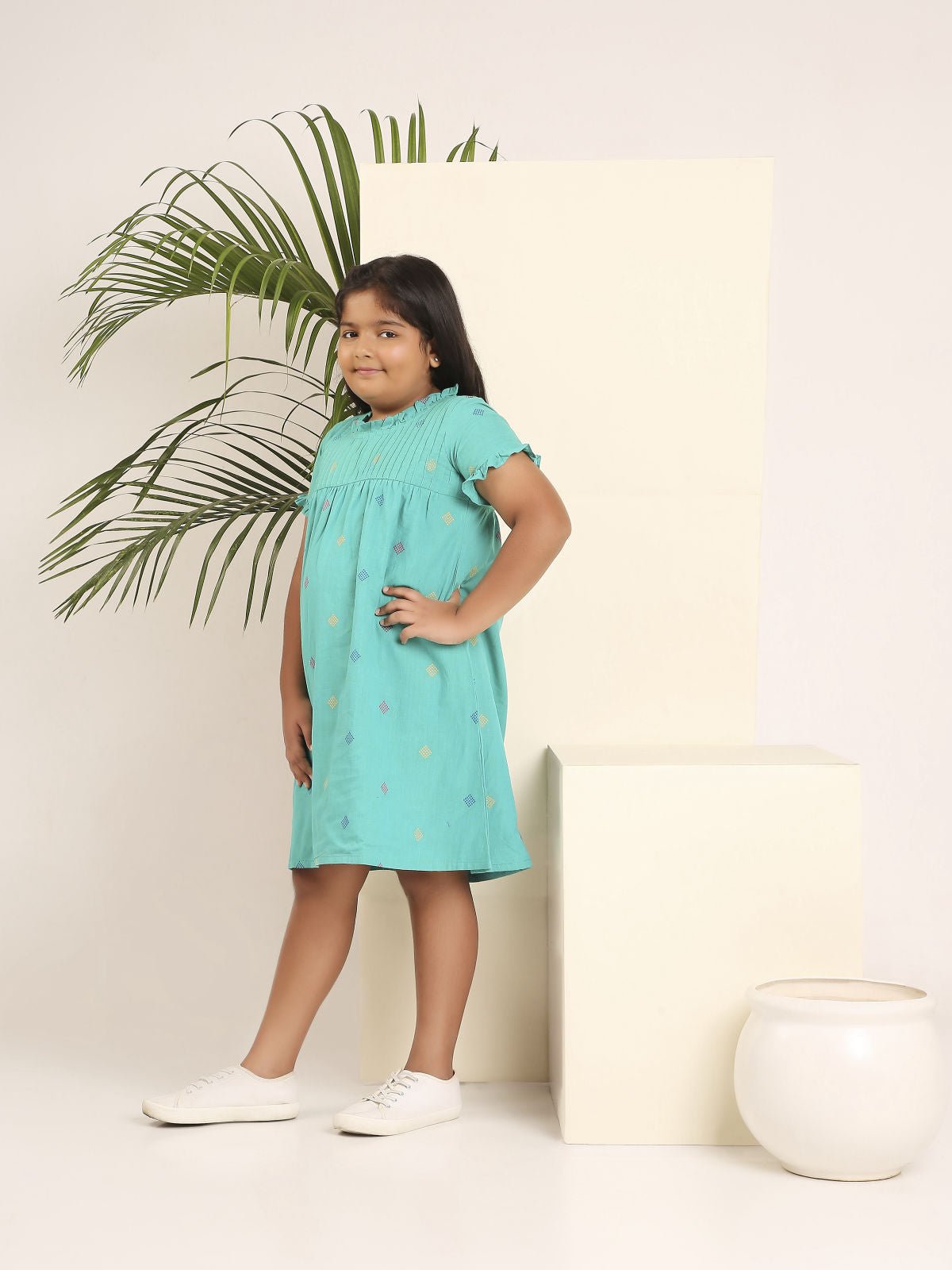 A Ruffled Story Classic Dress | Elegant Detail Cotton Dress for Girls – Kids Frocks & Dresses on Brown Living™. SKU: LB-04. Img 9.
