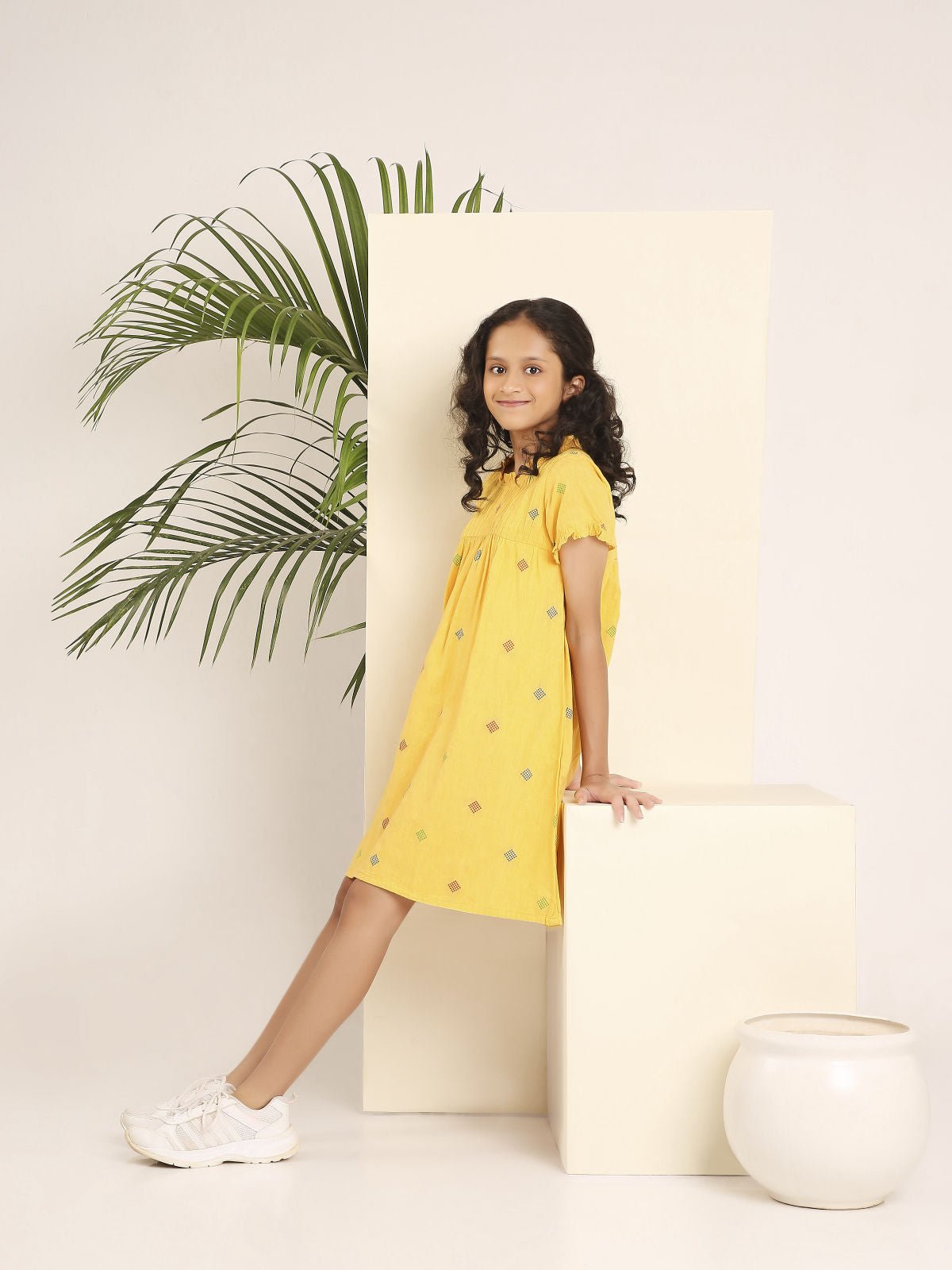 A Ruffled Story Classic Dress | Elegant Detail Cotton Dress for Girls – Kids Frocks & Dresses on Brown Living™. SKU: LB-04. Img 10.