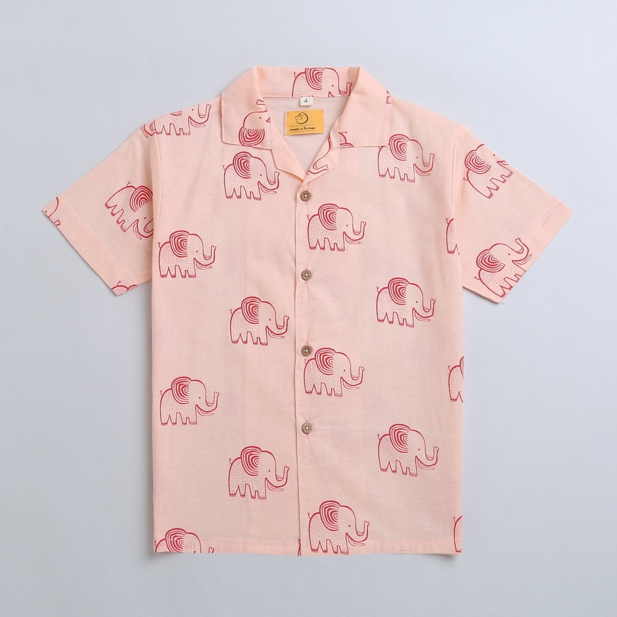 A Stomping Elephant - Boys Cotton Shirt – Kids Shirts on Brown Living™. SKU: MITHBS - 077 - 13064. Img 2.