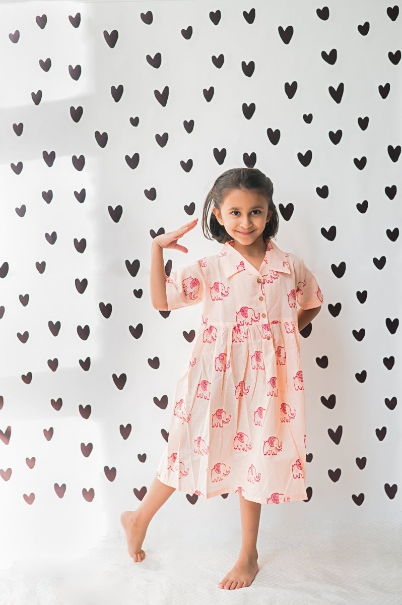 A Stomping Elephant - Girls Comfort Wear – Kids Frocks & Dresses on Brown Living™. SKU: MITHSF - 077 - 1. Img 7.