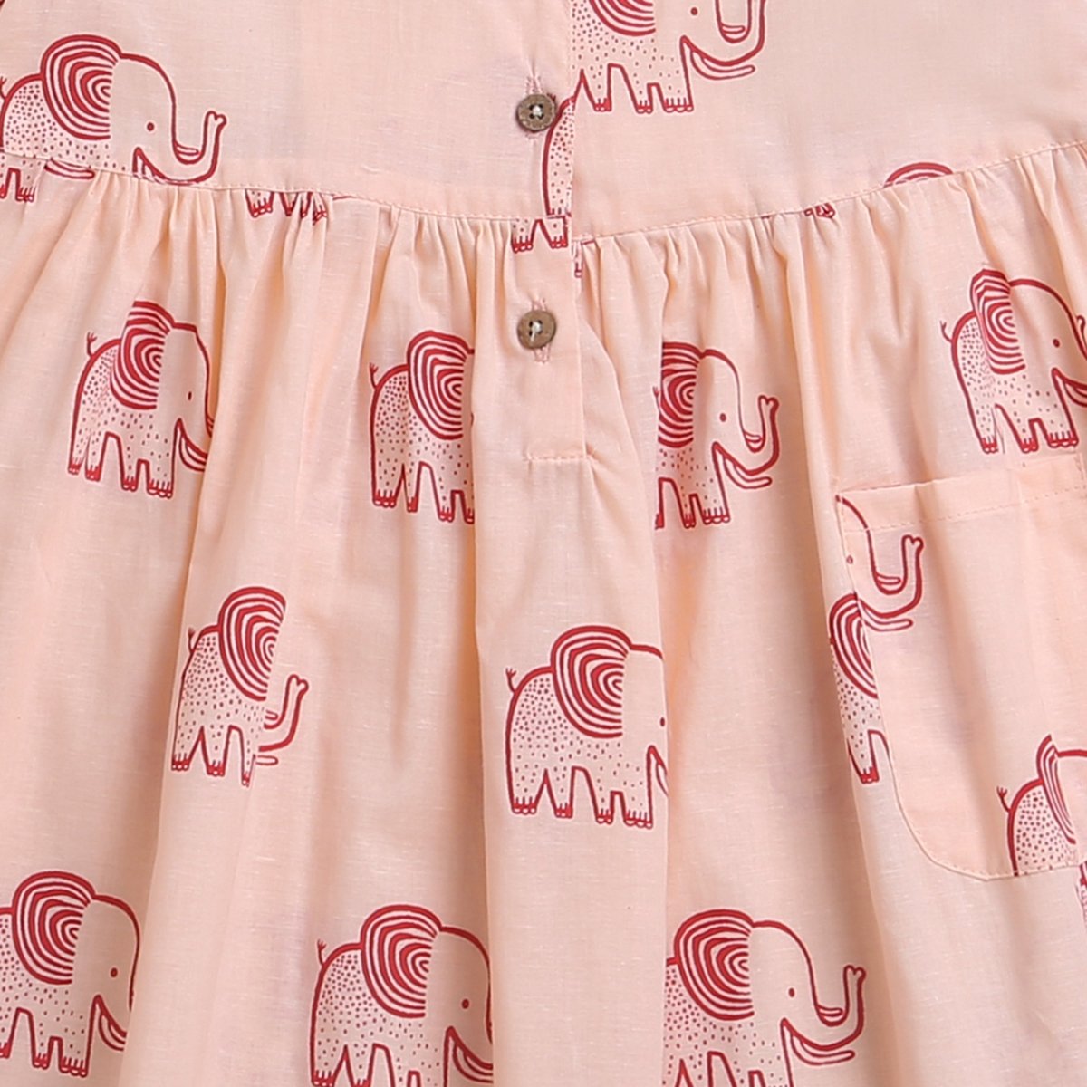 A Stomping Elephant - Girls Comfort Wear – Kids Frocks & Dresses on Brown Living™. SKU: MITHSF - 077 - 1. Img 2.