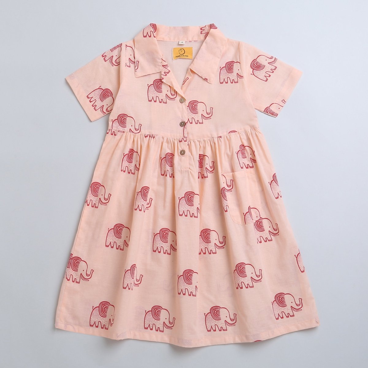 A Stomping Elephant - Girls Comfort Wear – Kids Frocks & Dresses on Brown Living™. SKU: MITHSF - 077 - 1. Img 1.