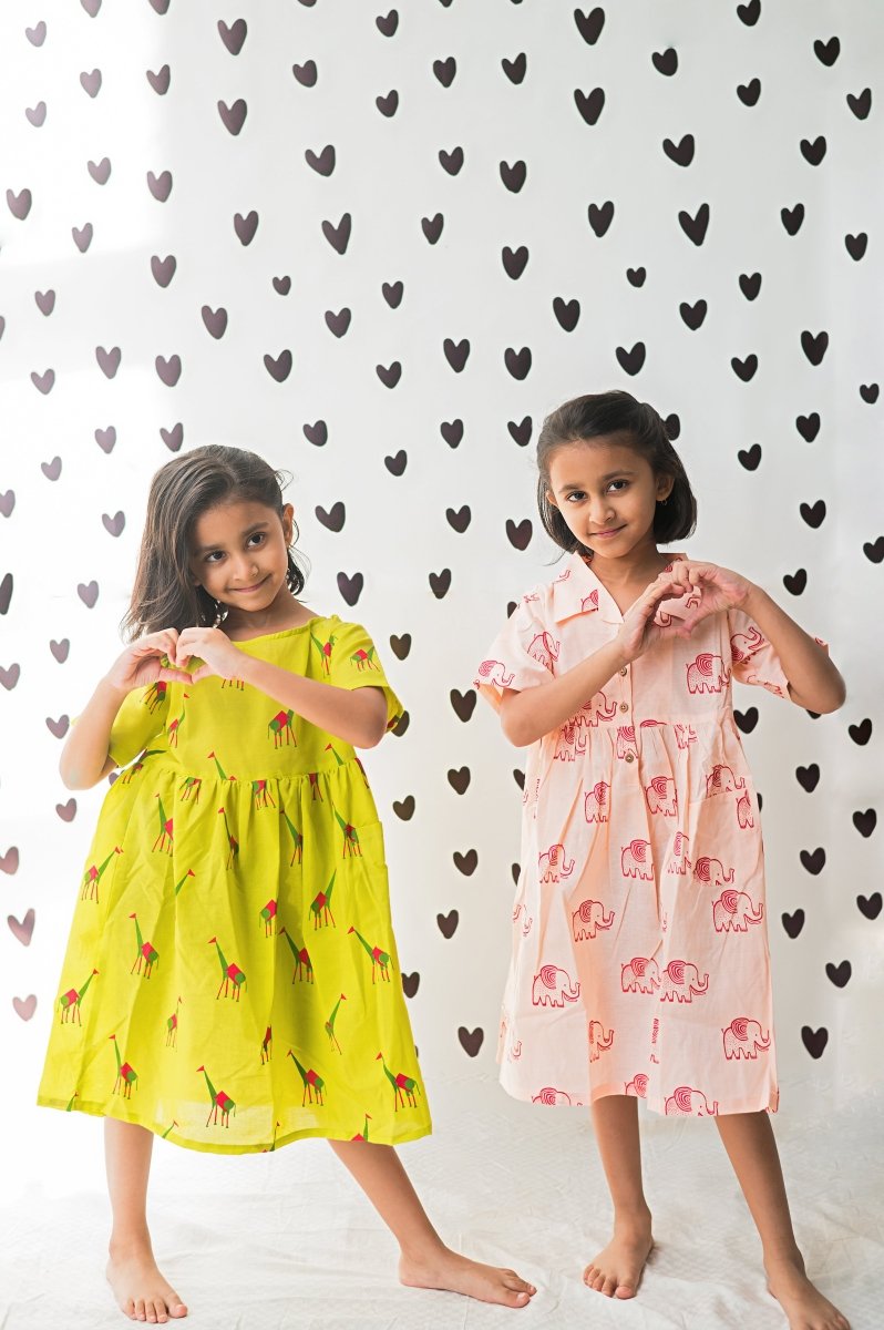 A Stomping Elephant - Girls Comfort Wear – Kids Frocks & Dresses on Brown Living™. SKU: MITHSF - 077 - 1. Img 5.