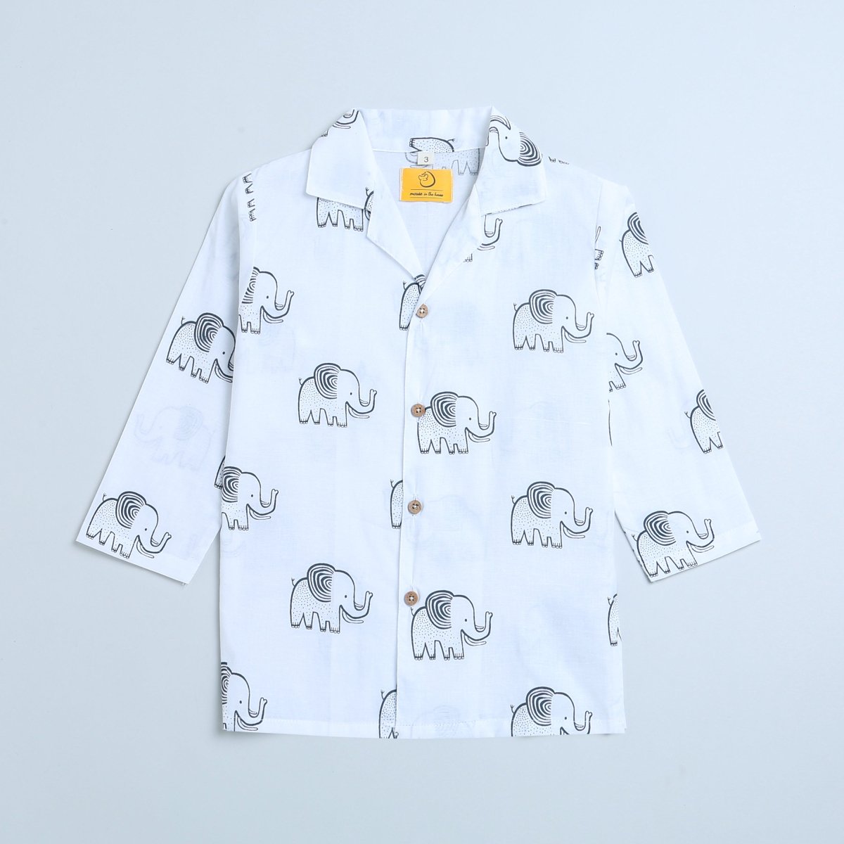 A Stomping Elephant - Unisex Kids Cotton Nightwear – Kids Pyjamas on Brown Living™. SKU: MITHNW - 077 - 1. Img 9.