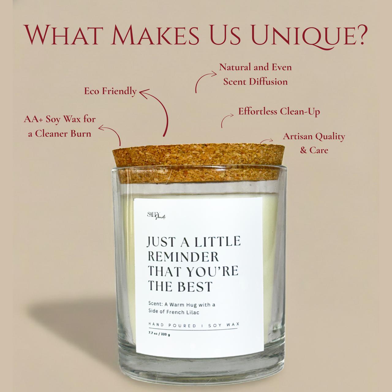 A Warm Hug Candle - Scented with French Lilac – Candles & Fragrances on Brown Living™. SKU: SS-06. Img 4.