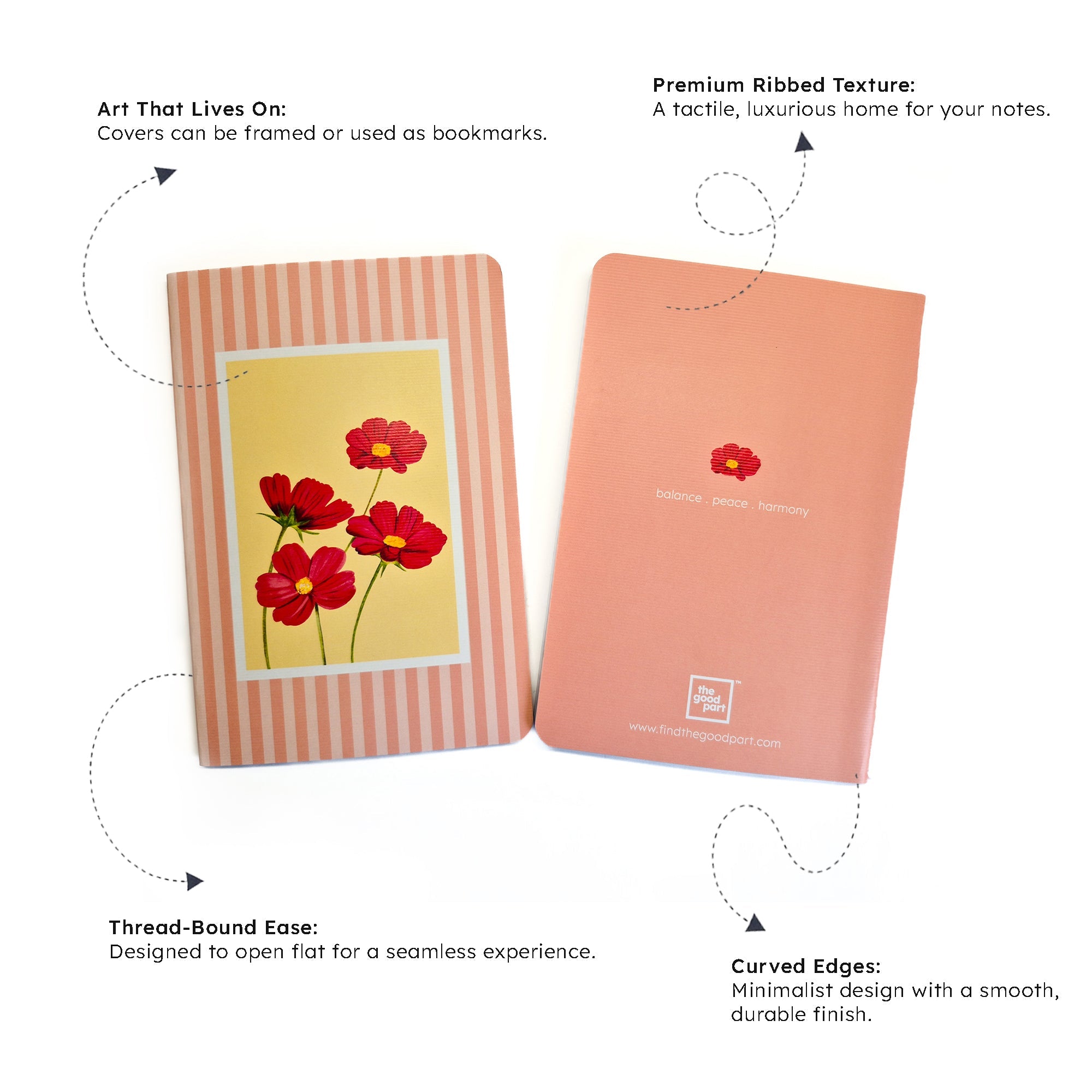 A5 Blank Notebook 100 Pages 100 GSM Paper | Morning Glory Design – Notebooks & Notepads on Brown Living™. SKU: A5NB01E. Img 3.