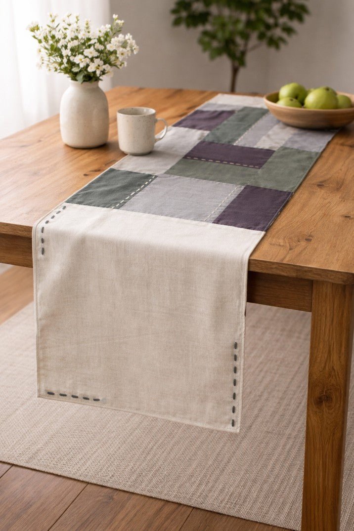 Aakar Table Runner – Elegant Fabric Runner for Stylish Dining Decor – Table Linens on Brown Living™. SKU: TR02. Img 1.