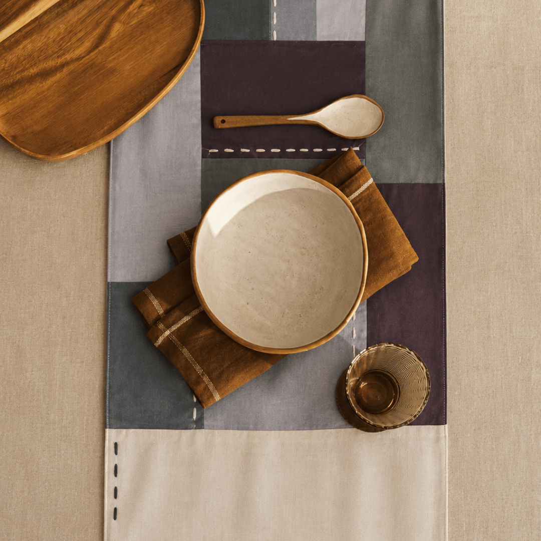 Aakar Table Runner – Elegant Fabric Runner for Stylish Dining Decor – Table Linens on Brown Living™. SKU: TR102. Img 8.