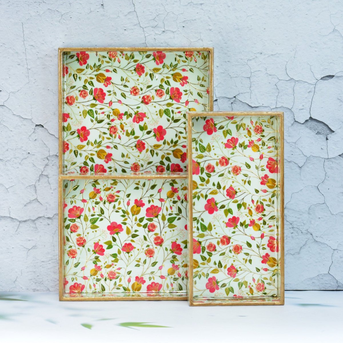 Abstract Floral Rectangular Trays - Pack of 3 – Home Decor by The Mohraj available on Brown Living™. Blossom Rectangular Trays . SKU: MJ00152TYD. Img 9.