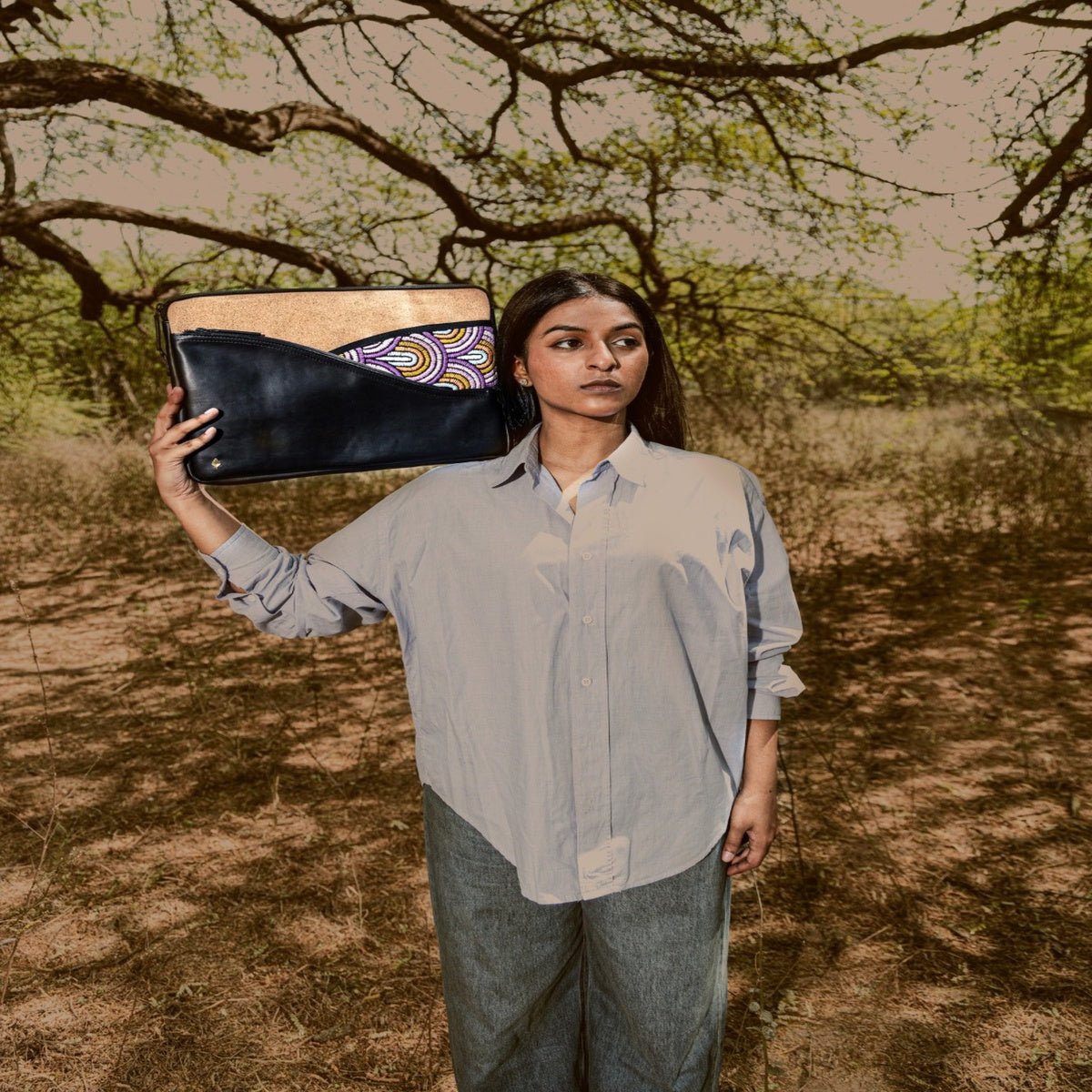 Acacia Vegan Leather Laptop Sleeve - Black – Laptop Sleeve on Brown Living™. SKU: LSGH2025 - 5001. Img 5.