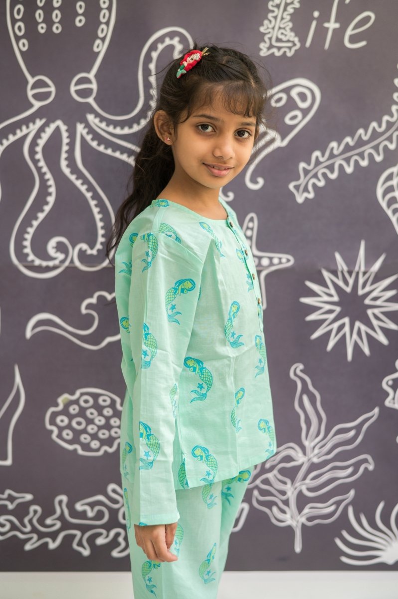 Adella The Mermaid - Unisex Kids Cotton Nightwear – Kids Pyjamas on Brown Living™. SKU: MITHNW - 082 - 1. Img 6.