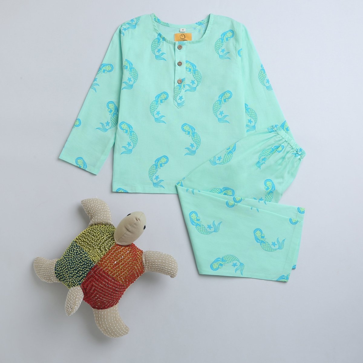 Adella The Mermaid - Unisex Kids Cotton Nightwear – Kids Pyjamas on Brown Living™. SKU: MITHNW - 082 - 1. Img 3.
