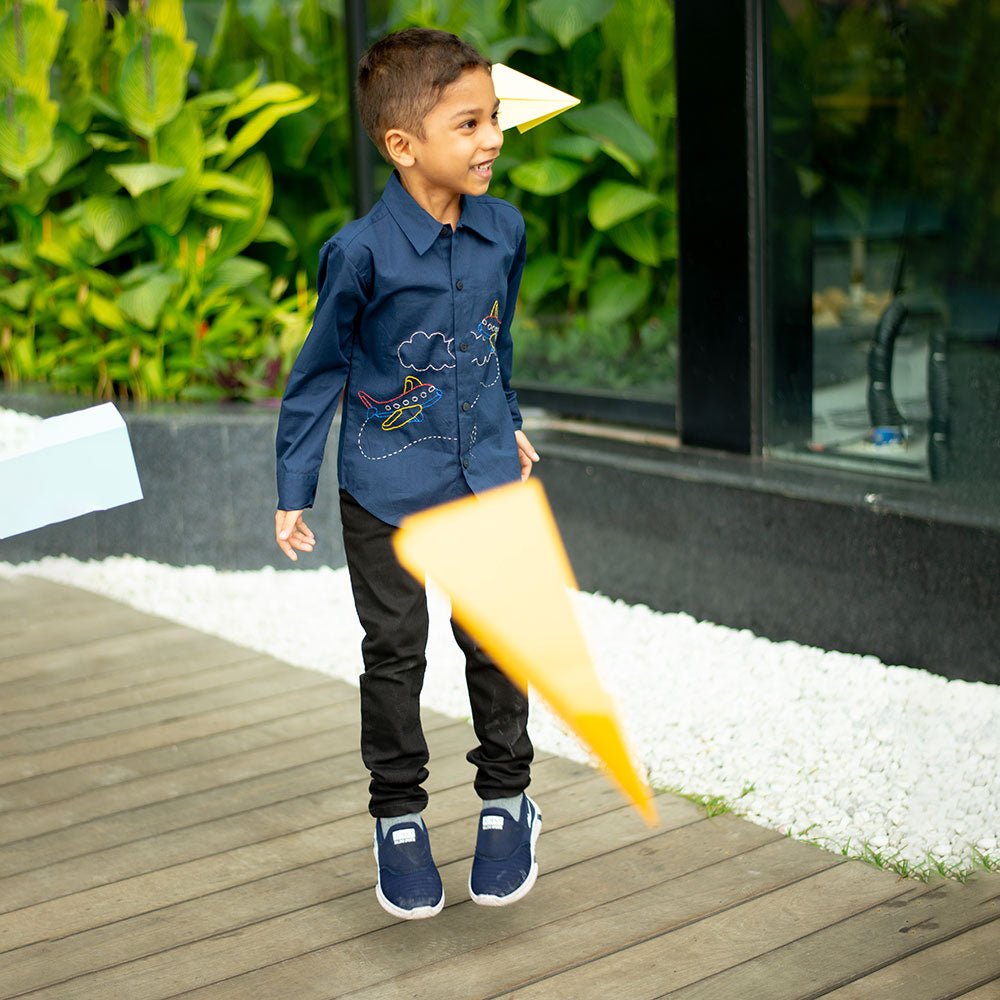 Aeroplane Embroidered Cotton Shirt – Kids Shirts on Brown Living™. SKU: AESH - 01. Img 9.