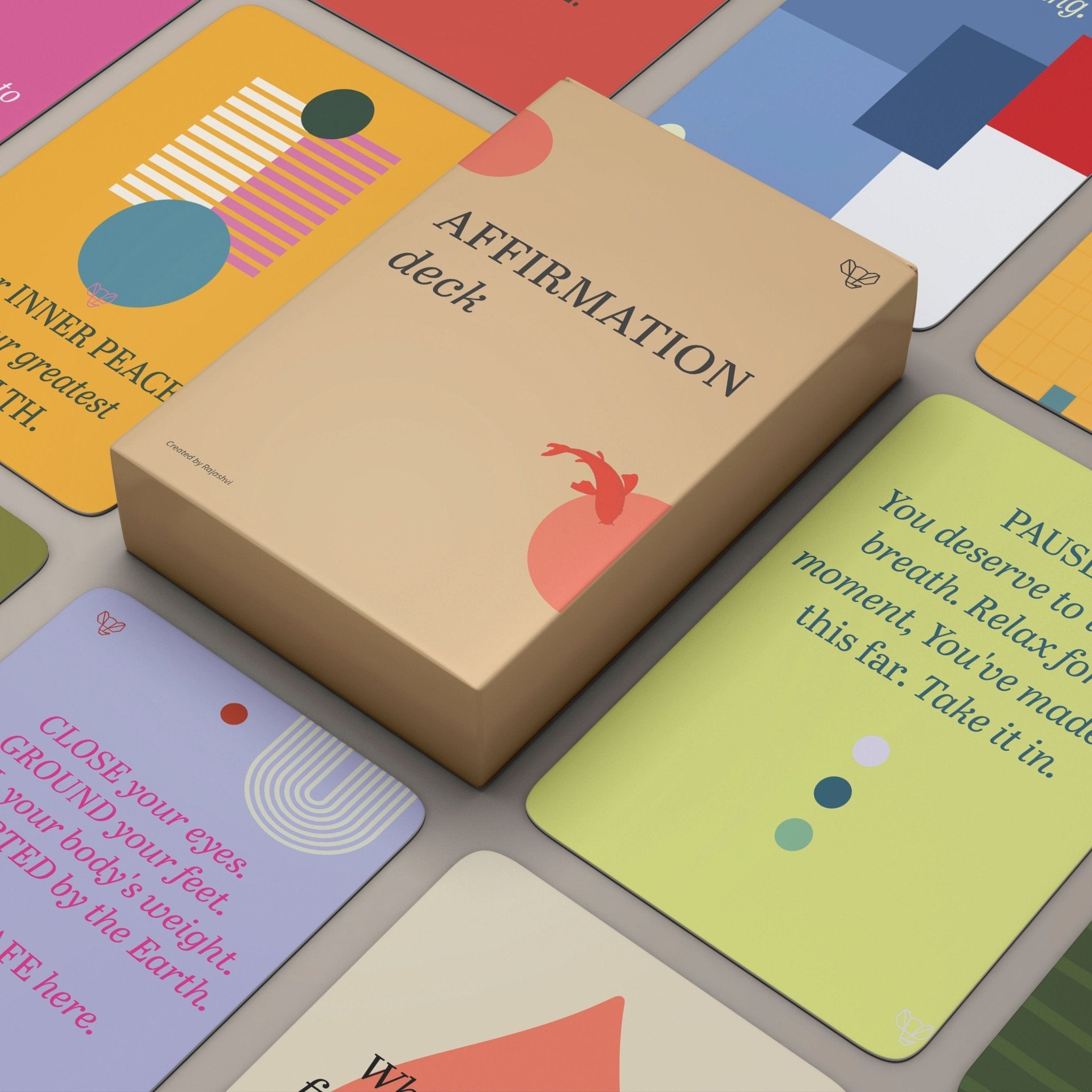 Affirmation Deck - Mindfulness & Wellness Cards – Stationery on Brown Living™. SKU: MSY-AC-Setof15. Img 2.