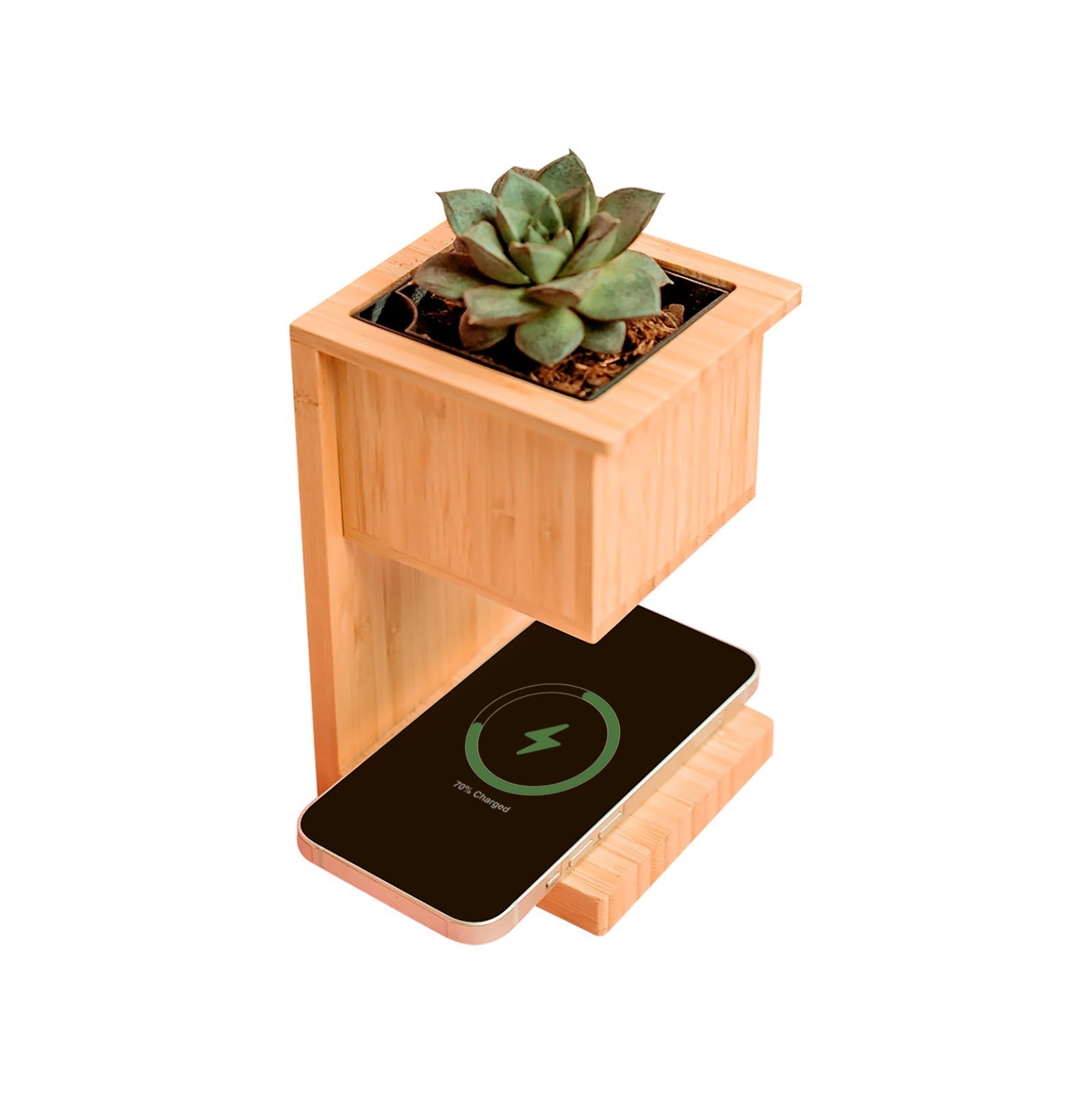 Alder Wireless Charger with Planter | Smart Desk Décor – Desk Accessories on Brown Living™. SKU: MT596. Img 2.