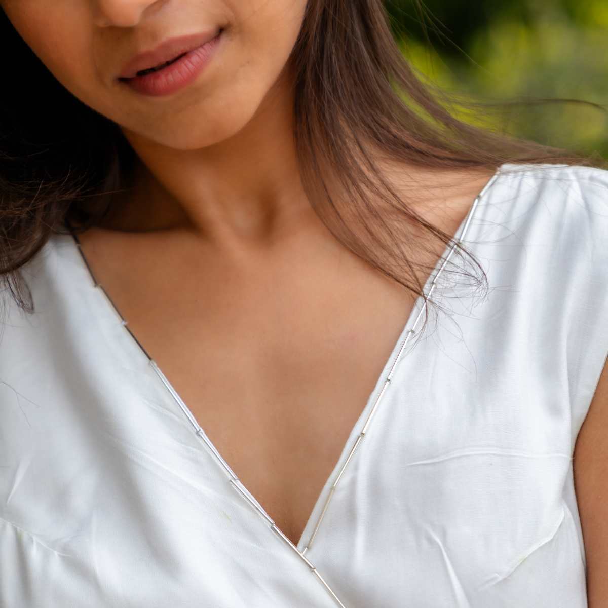 Amani White Tencel Wrap Dress | Soft & Breathable – Womens Dress on Brown Living™. SKU: JDS5038XS. Img 4.