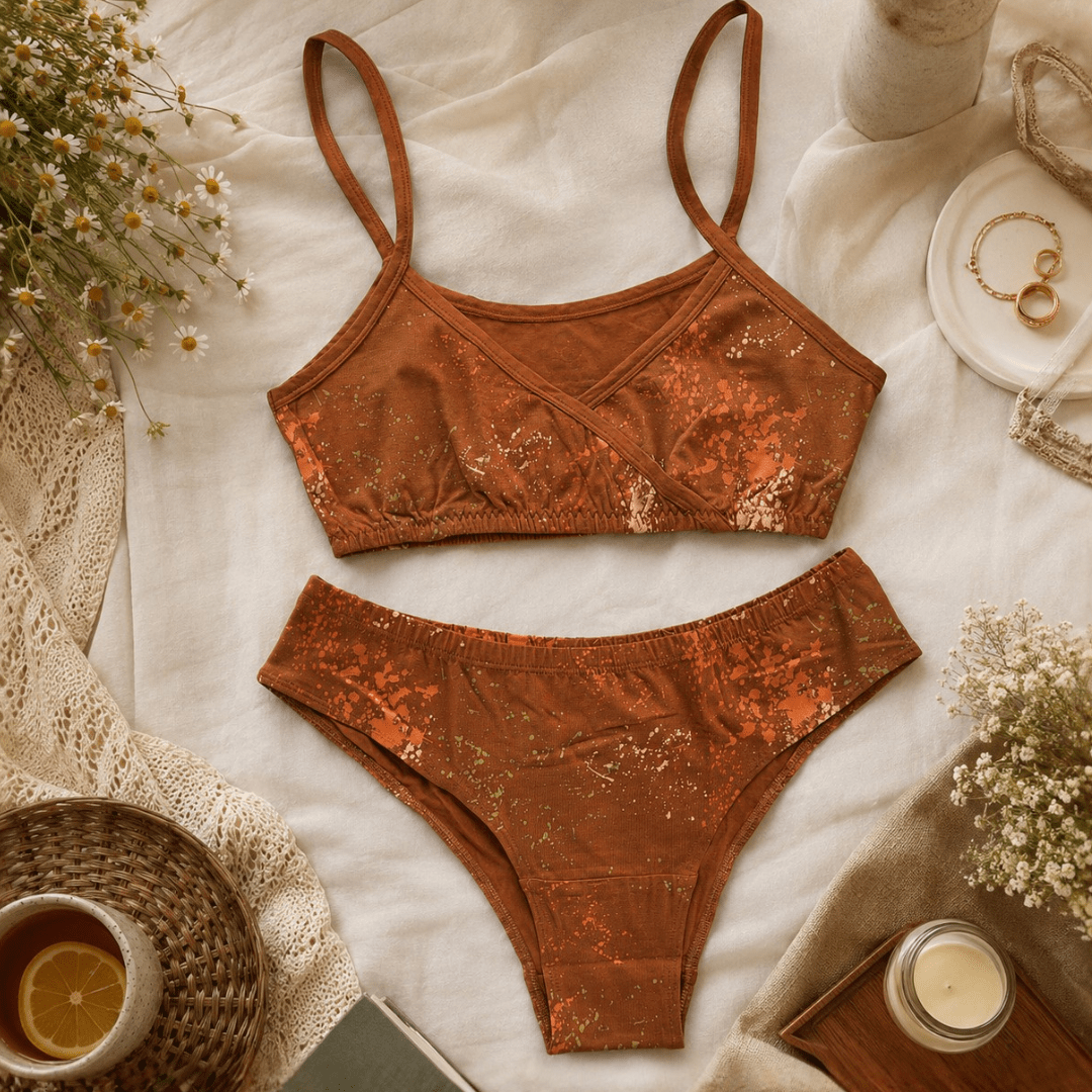Amber Cotton Lingerie Set – Womens Underwear on Brown Living™. SKU: 008AMORA-TangaBrownSpltrAOP-XS. Img 6.