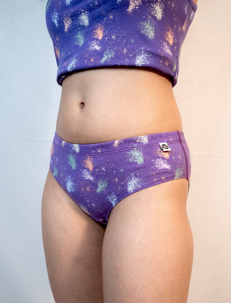 Amethyst Cotton Lingerie Set – Womens Accessories on Brown Living™. SKU: 008PSCL - BikiniPurpleSpltrAOP - XS. Img 4.