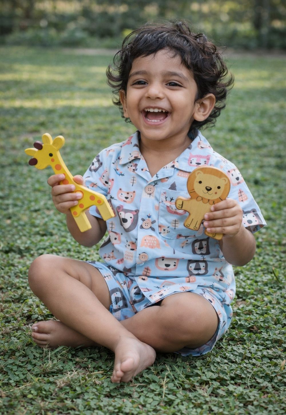 Animal Adda Unisex Kids Co - ord Set | Fun Printed Comfortable Outfit – Kids Daywear Sets on Brown Living™. SKU: AAU23M1. Img 1.