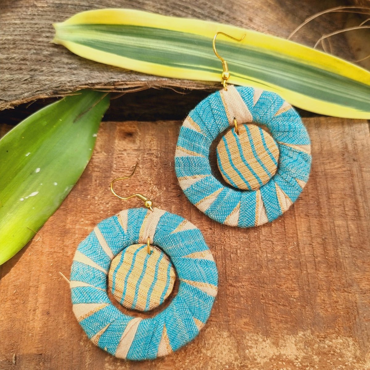 Anmoolie Upcycled Textile Earring - Light Blue | Verified Sustainable by Brown Living™