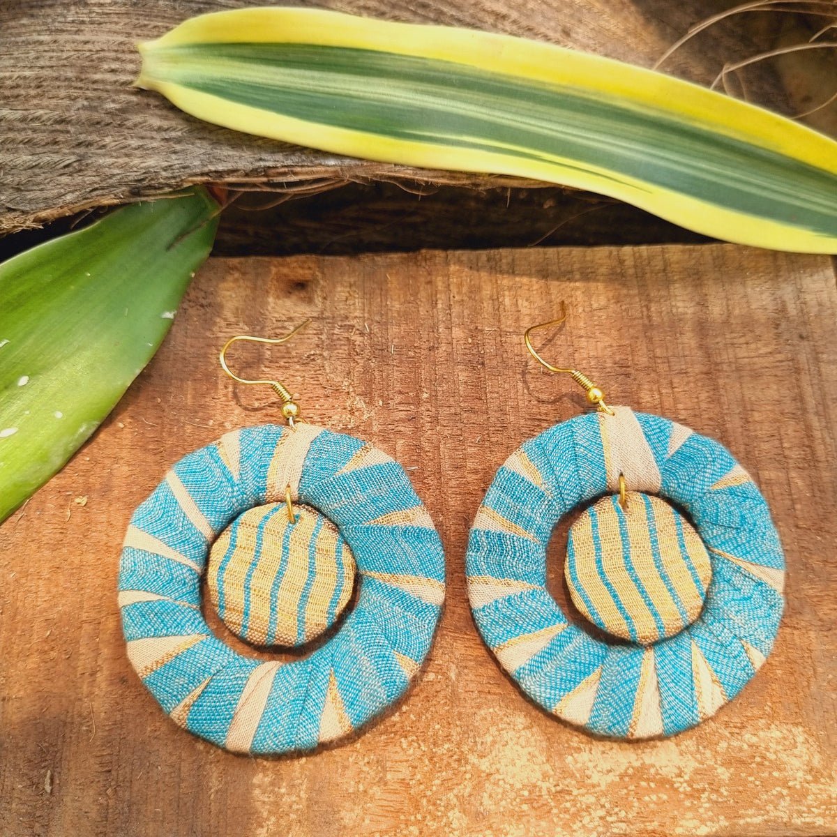 Anmoolie Upcycled Textile Earring - Light Blue | Verified Sustainable by Brown Living™