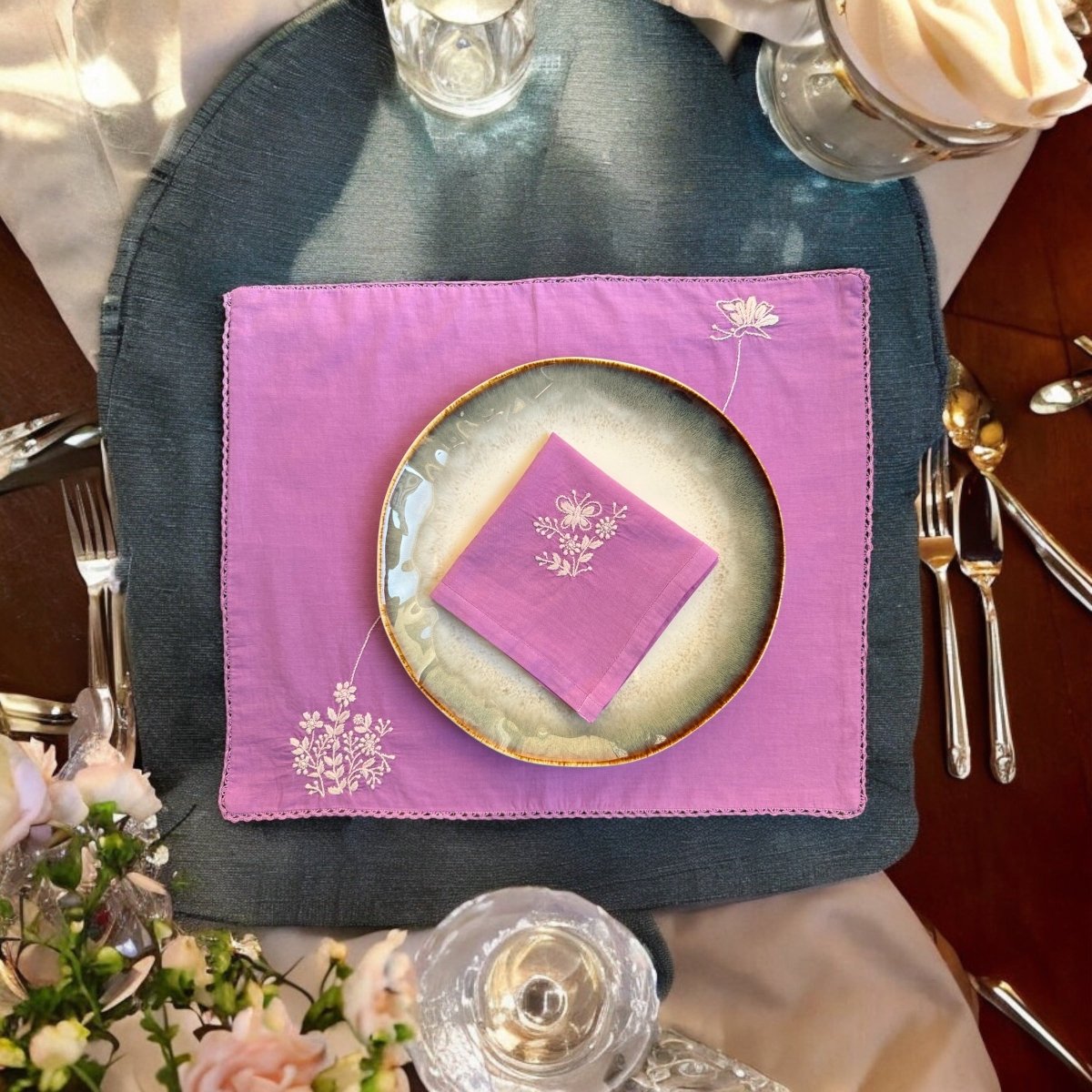 Anthophile Placemats - Set of 2 – Table Linens by Inara Home available on Brown Living™. Lavender . SKU: INPML02. Img 2.
