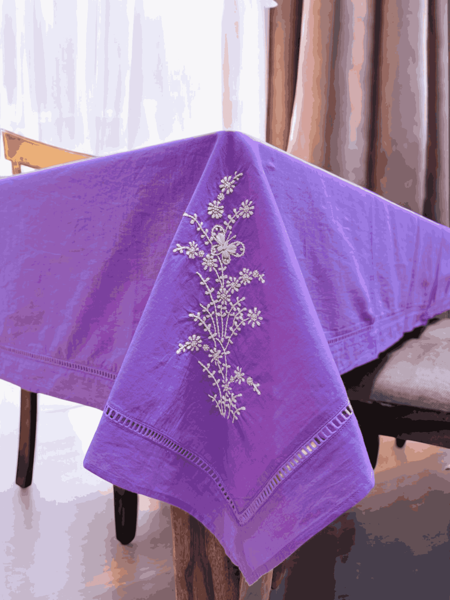 Anthophile Rectangular Table Cloth – Cotton Dining & Home Decor – Table Linens by Inara Home available on Brown Living™. Lavender . SKU: INTCY03. Img 9.