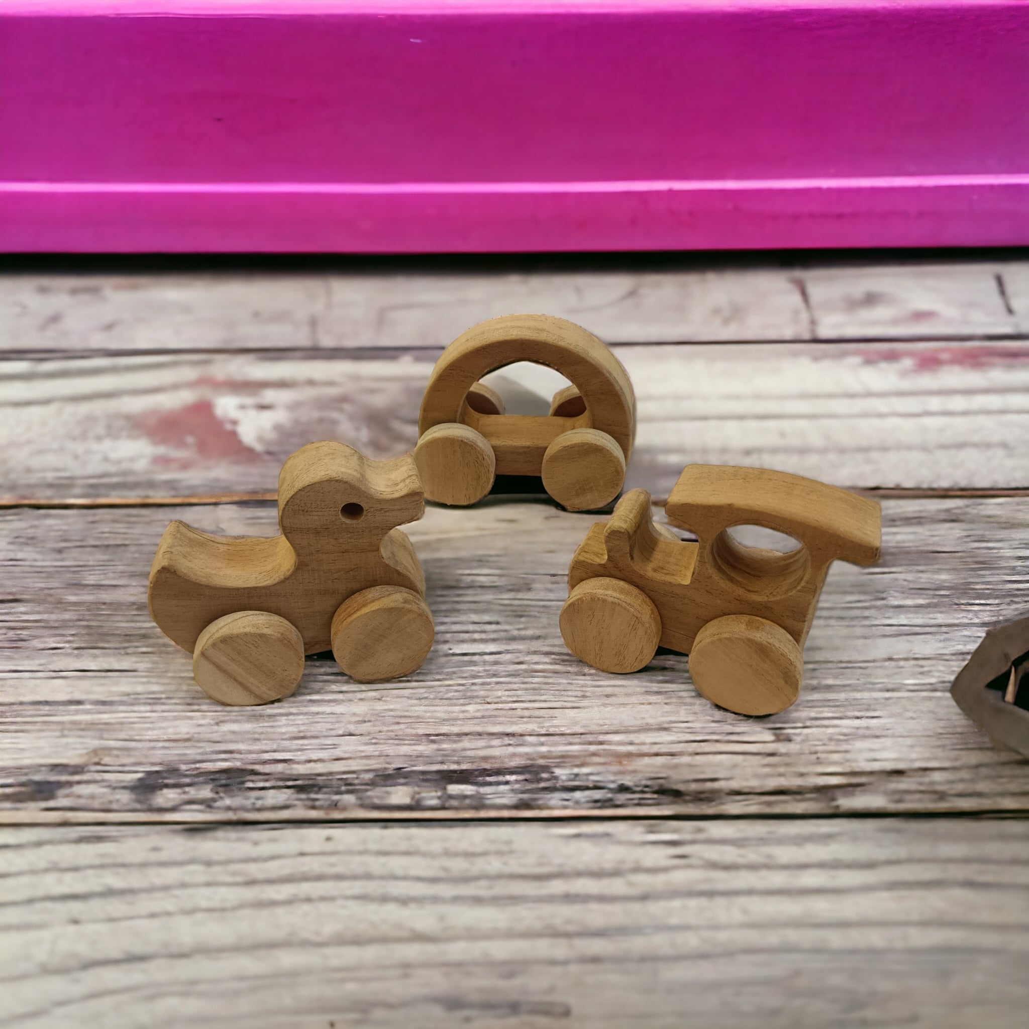 Anti - Bacterial & Healthy Push & Pull Toys – Duck, Train & Hollow Car – Toy Trains & Vehicles on Brown Living™. SKU: W_TRN-DK-HCR. Img 1.