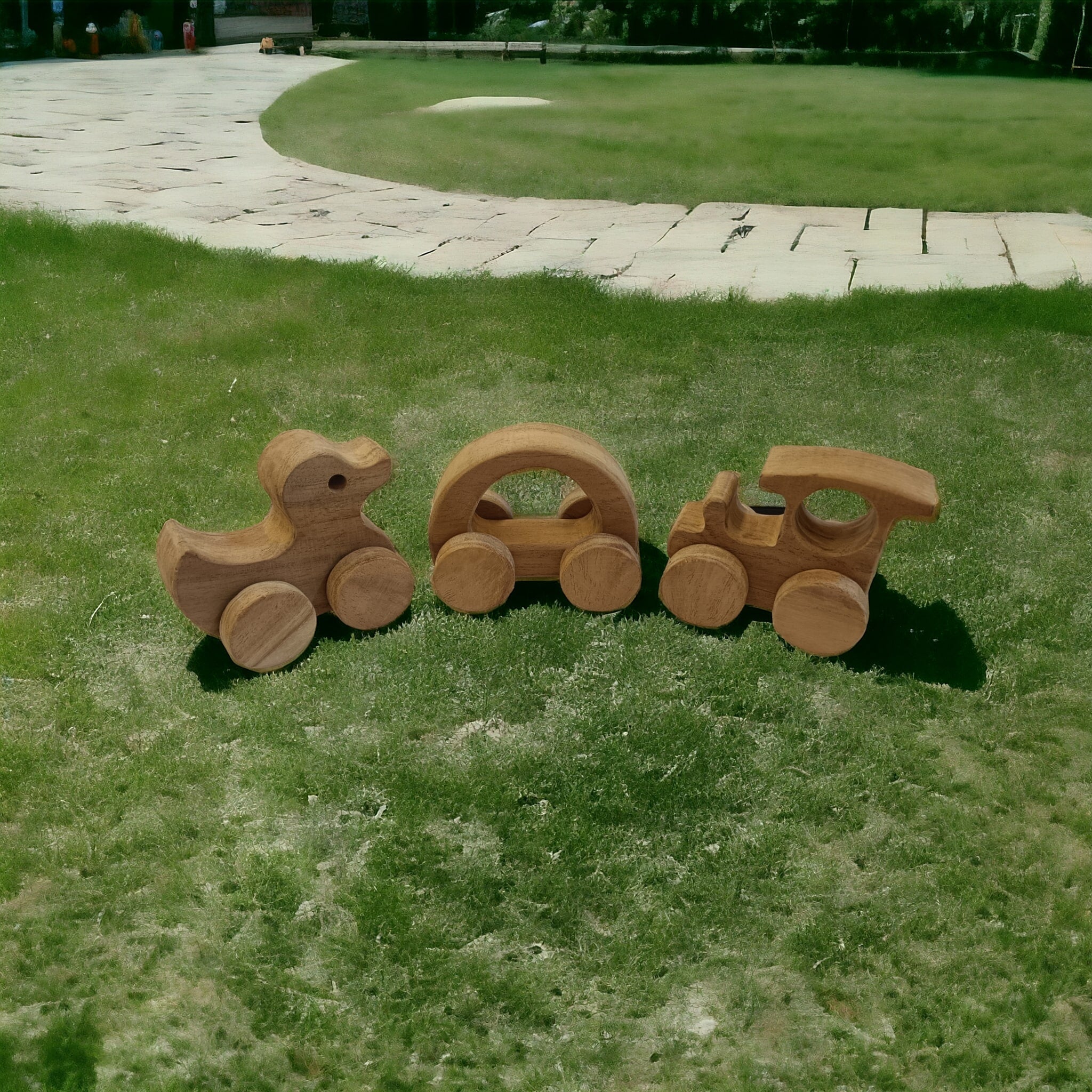 Anti - Bacterial & Healthy Push & Pull Toys – Duck, Train & Hollow Car – Toy Trains & Vehicles on Brown Living™. SKU: W_TRN-DK-HCR. Img 3.