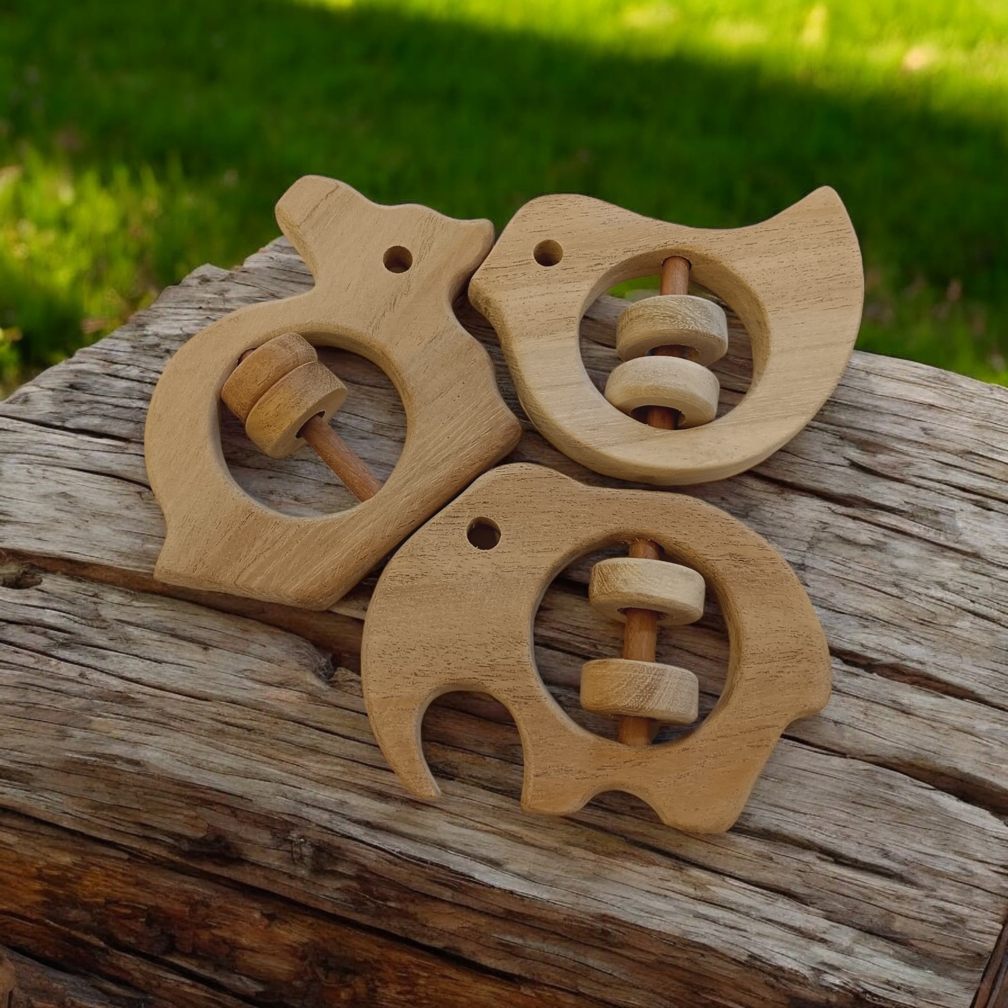 Anti - Bacterial Neem Wooden Rattles For Babies Aged 0 To 3 Years – Baby Rattles on Brown Living™. SKU: R_DV-RBT-EPL. Img 3.