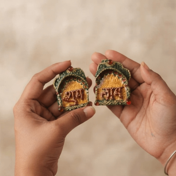 Antique Jharokha Shubh Laabh Wall Sticker Set of 2 | Festive Decor – Home Decor on Brown Living™. SKU: AJSL01. Img 3.