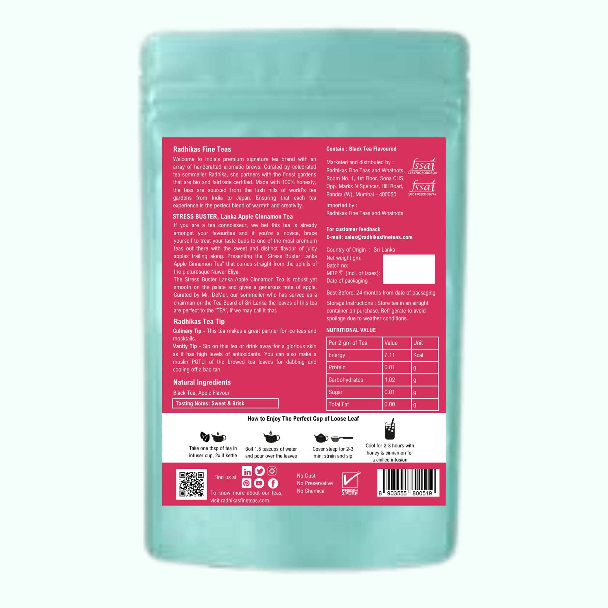 STRESS BUSTER Lanka Apple Cinnamon Tea - A Tea for Warmth and Spice