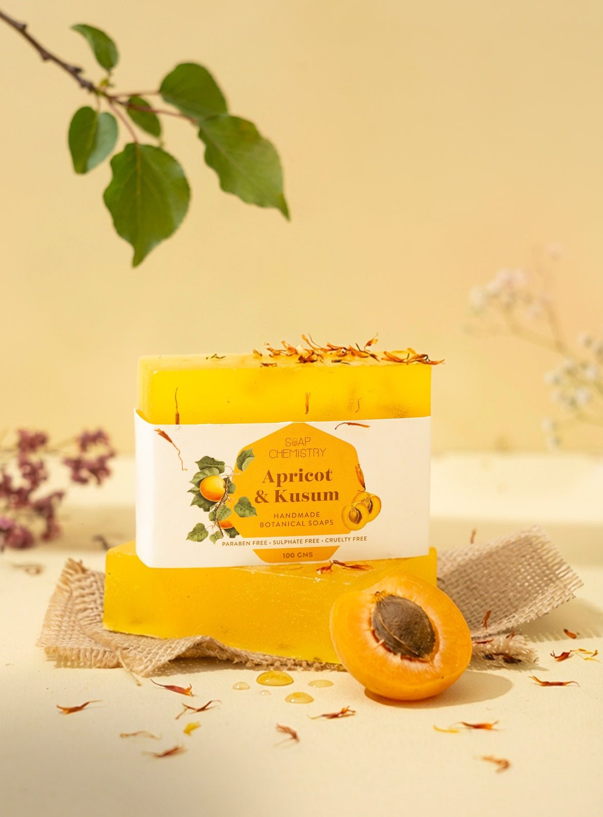 Apricot & Kusum Soap Bar 125g | Nourishing Herbal Bath Soap – Body Soap on Brown Living™. SKU: SC-11. Img 1.