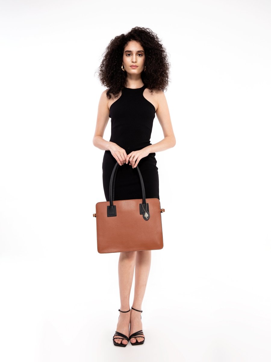 Aranyani (Gingerbread & Black) | Women's Bag Made with Cactus Leather